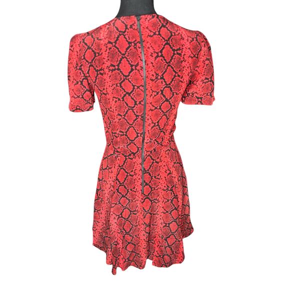The Kooples Hot Snakeskin Print Mini Dress Size 1 Red Button Accents Holidays - Picture 4 of 7